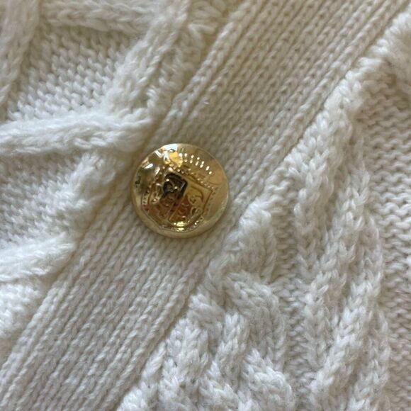 New Talbots Mock Neck Winter White Cable Knit Sweater Women’s Large Fisherman - Picture 4 of 6